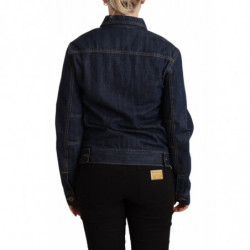 Giacca di jeans a maniche lunghe abbottonata blu scuro - IT40-S
