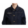 Giacca di jeans a maniche lunghe abbottonata blu scuro - IT40-S