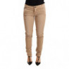 Jeans cotone pantaloni skinny denim marrone vita bassa - W28