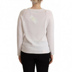 Maglione pullover girocollo bianco a maniche lunghe - IT40-S