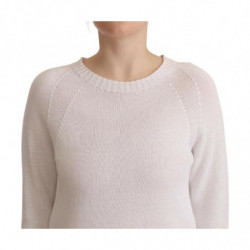 Maglione pullover girocollo bianco a maniche lunghe - IT40-S