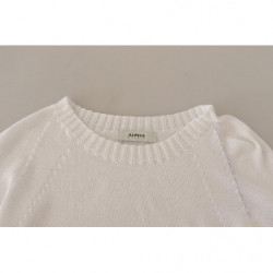 Maglione pullover girocollo bianco a maniche lunghe - IT40-S
