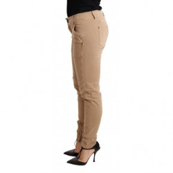 Jeans cotone pantaloni skinny denim marrone vita bassa - W28