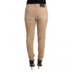 Jeans cotone pantaloni skinny denim marrone vita bassa - W28