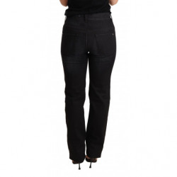 Jeans in cotone con pantaloni in denim dritto lavato nero - W26