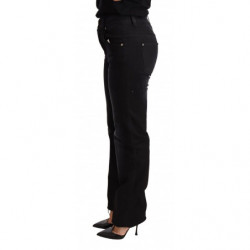 Jeans in cotone con pantaloni in denim dritto lavato nero - W26