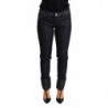 Jeans cotone pantaloni denim blu orlo piegato skinny - W26