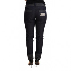 Jeans cotone pantaloni denim blu orlo piegato skinny - W26