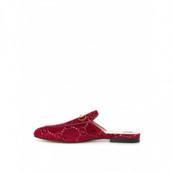 Pantofola Princetown in velluto rosso con logo allover - EU37/US6.5