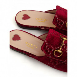 Pantofola Princetown in velluto rosso con logo allover - EU37/US6.5