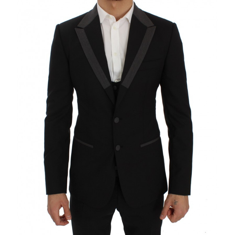 Giacca blazer slim elasticizzata in lana nera - IT46 - S