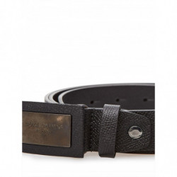 Cintura in pelle nera con fibbia logata - 115 CM / 46 INCHES