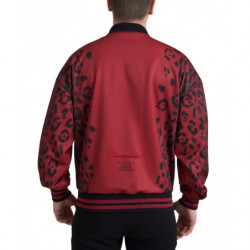 Giacca bomber poliestere leopardato rosso cerniera intera - IT50 - L