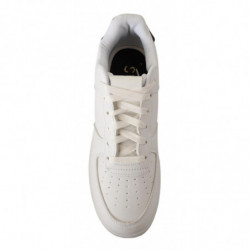 Scarpe casual da uomo sneakers stringate traforate pelle bianca - E