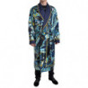 Indumenti da notte con cintura in seta blu marmorizzata - IT50 - L