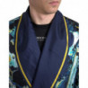 Indumenti da notte con cintura in seta blu marmorizzata - IT50 - L