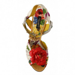 Scarpe di seta con sandali Keira in cristallo multicolor - EU38/US7.5