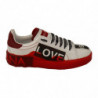 Scarpe sneakers pelle stampa Portofino Love bianche rosse - EU36/US5.5