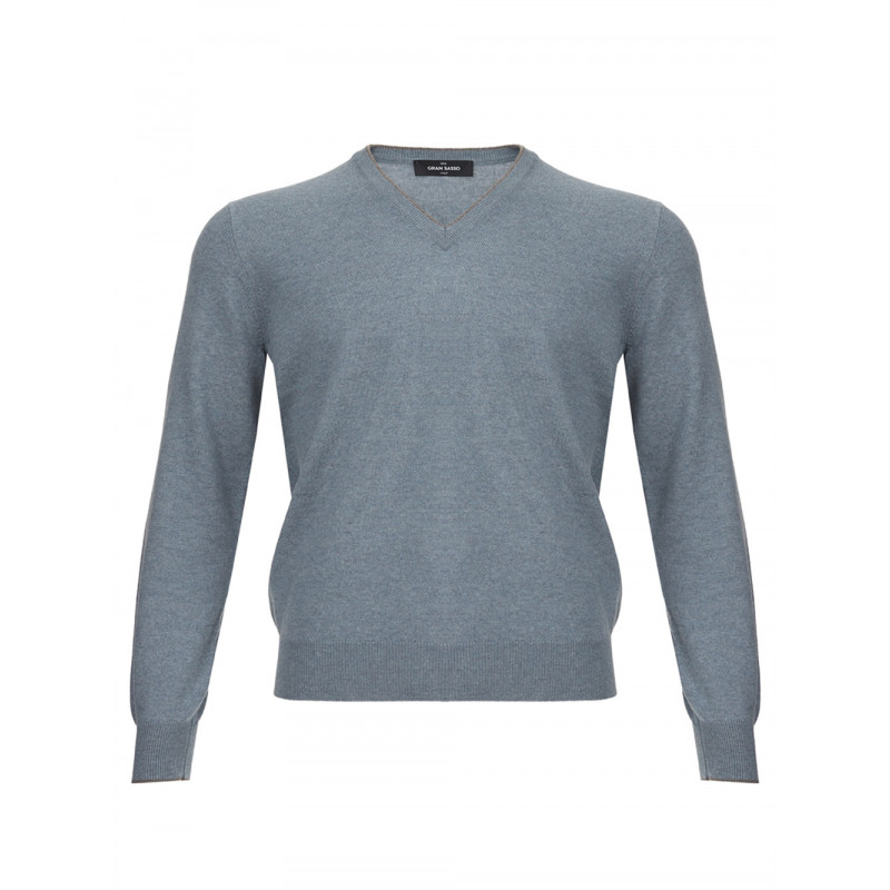 Maglione con scollo a V in cashmere grigio - IT50 - M-L