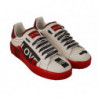 Scarpe sneakers pelle stampa Portofino Love bianche rosse - EU36/US5.5