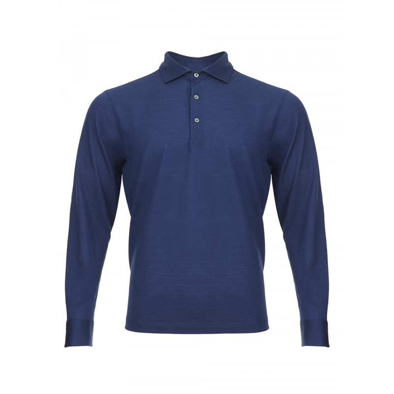 Polo a maniche lunghe in lana blu - IT50 - M-L
