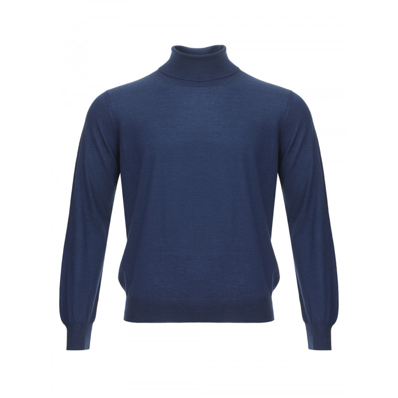 Maglione dolcevita in cashmere e seta blu - IT50 - M-L