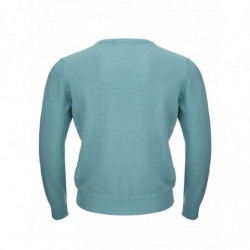 Maglione scollo a V in cashmere azzurro - IT50 - M-L