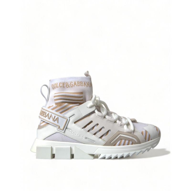 Scarpe da ginnastica bianche con calzini Sorrento beige - EU38.5/US8