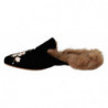 Scarpe basse slip on pelliccia floreale velluto nero - EU41/US10.5