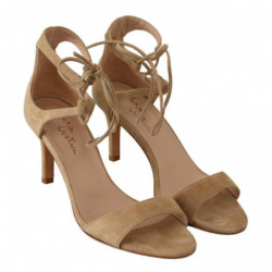 Scarpe décolleté cinturino alla caviglia pelle scamosciata beige -
