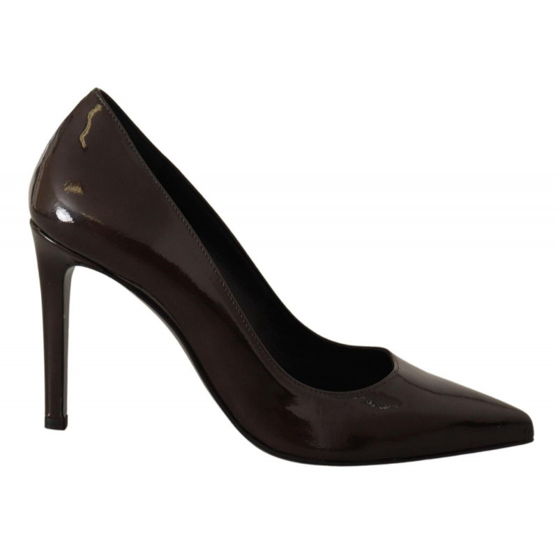 Scarpe décolleté tacco spillo pelle verniciata marrone - EU39/US8.5
