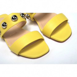 Cinturino largo borchiato in argento giallo brillante - EU35/US4.5
