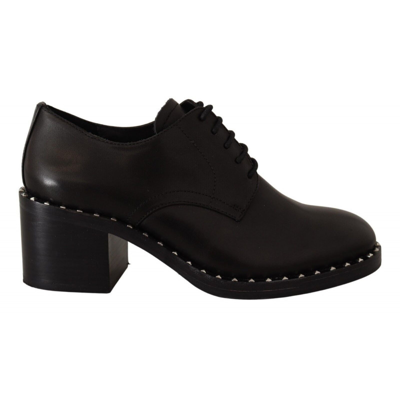 Scarpe borchie stringate tacco medio pelle nera - EU37/US6.5
