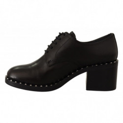 Scarpe borchie stringate tacco medio pelle nera - EU37/US6.5