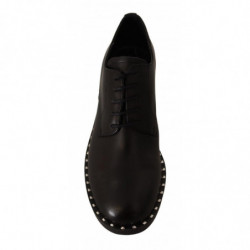 Scarpe borchie stringate tacco medio pelle nera - EU37/US6.5