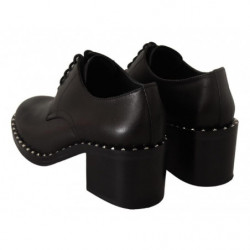 Scarpe borchie stringate tacco medio pelle nera - EU37/US6.5