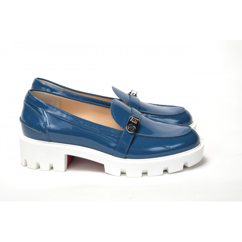 Scarpa da barca lucchetto logo argento blu bianco - EU36.5/US6
