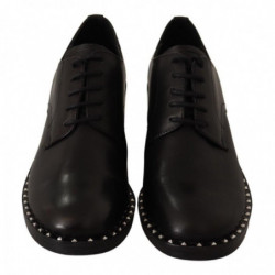 Scarpe borchie stringate tacco medio pelle nera - EU37/US6.5
