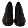 Scarpe borchie stringate tacco medio pelle nera - EU37/US6.5