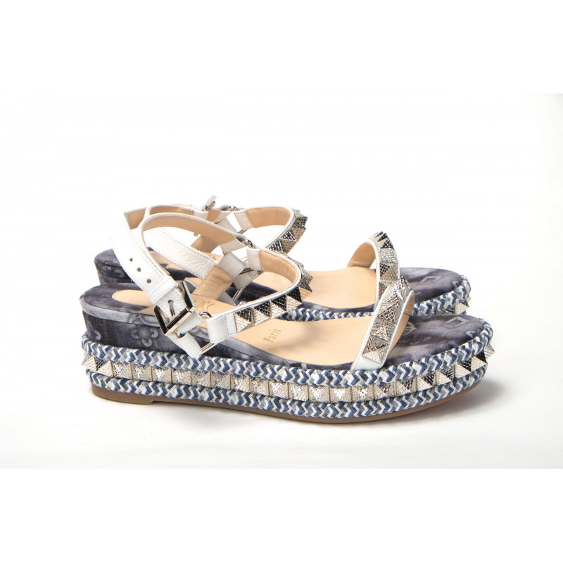 Sandalo plateau decorato stampa multicolor borchie - EU34/US3.5