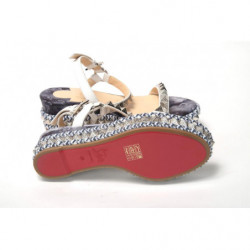 Sandalo plateau decorato stampa multicolor borchie - EU35/US4.5
