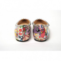 Scarpa punta piatta vernice decorata multi stampa argento - EU36/US5.5