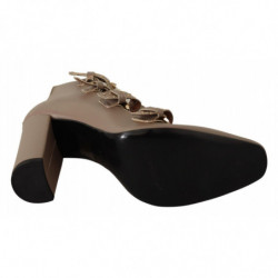 Scarpe décolleté fibbia multipla pelle marrone tacco largo - EU37/U
