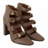 Scarpe décolleté fibbia multipla pelle marrone tacco largo - EU37/U