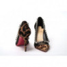 Décolleté tacchi alti borchiati nappa leopardata marrone argento re