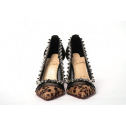 Décolleté tacchi alti borchiati nappa leopardata marrone argento re