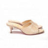 Scarpe in pelle di mulo con tacco gattino color torrone - EU35/US4.5