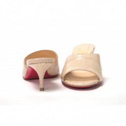 Scarpe in pelle di mulo con tacco gattino color torrone - EU35/US4.5