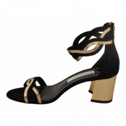 Scarpe tacco cinturino alla caviglia pelle scamosciata color oro ne