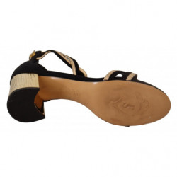 Scarpe tacco cinturino alla caviglia pelle scamosciata color oro ne